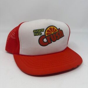 Vintage Sugar Free Crush Soda Trucker Hat Red White Mesh Snapback Cap Korea